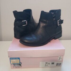 Crown Vintage Black Ankle Booties Silver Buckle 7.5